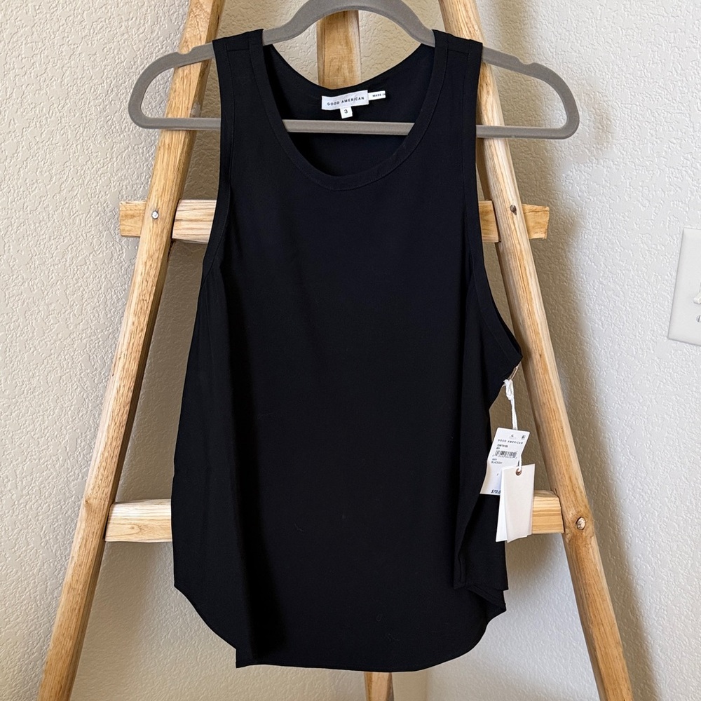 NWT Good American Black Scoop Neck Tank Top